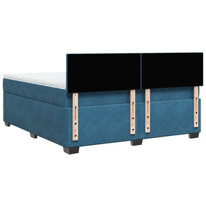 Κρεβάτι Boxspring με Στρώμα Μπλε 180x200 εκ. Βελούδινο - Pakobazaar