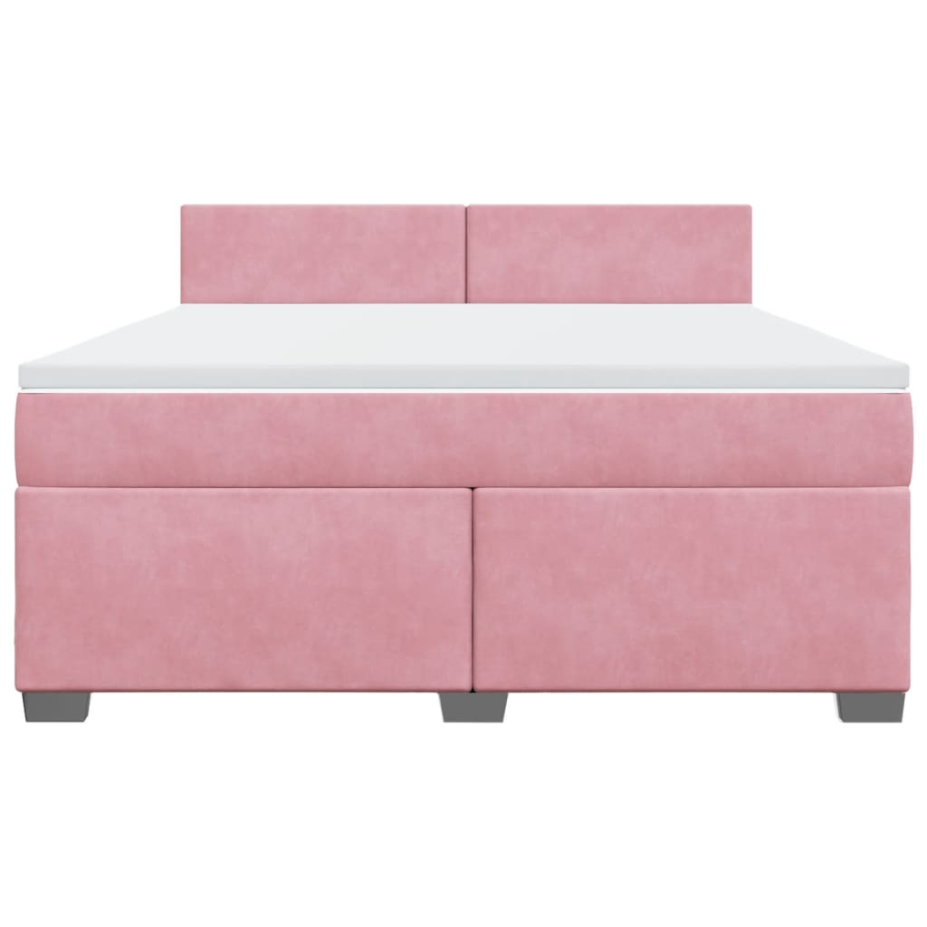 Κρεβάτι Boxspring με Στρώμα Ροζ 180x200 εκ. Βελούδινο