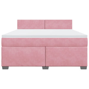 Κρεβάτι Boxspring με Στρώμα Ροζ 180x200 εκ. Βελούδινο