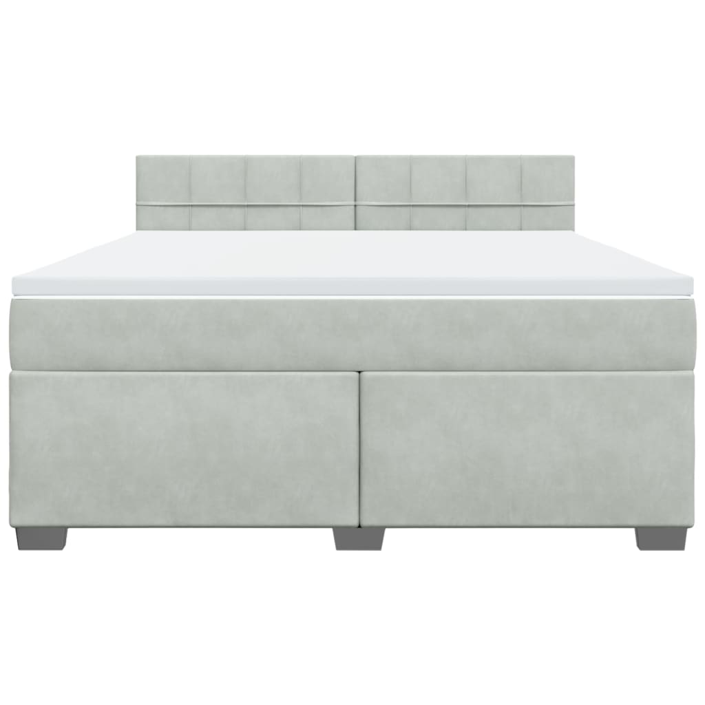 Κρεβάτι Boxspring με Στρώμα Ανοιχτό Γκρι 180x200 εκ. Βελούδινο - Pakobazaar