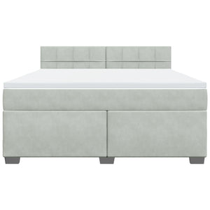 Κρεβάτι Boxspring με Στρώμα Ανοιχτό Γκρι 180x200 εκ. Βελούδινο - Pakobazaar