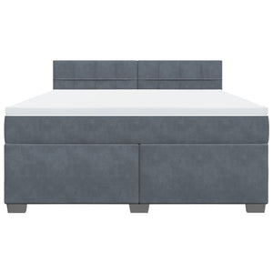 Κρεβάτι Boxspring με Στρώμα Σκούρο Γκρι 180x200 εκ. Βελούδινο - Pakobazaar