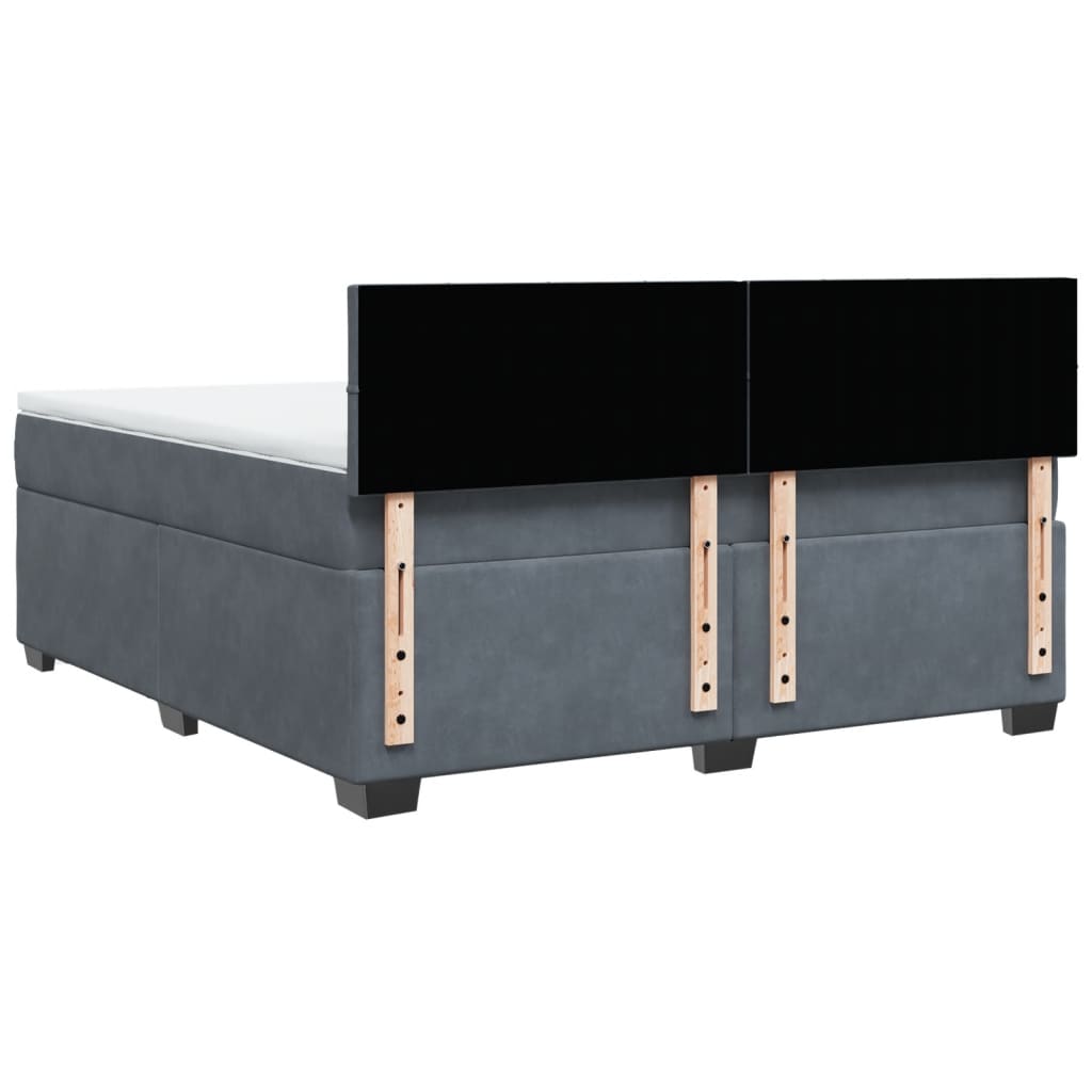 Κρεβάτι Boxspring με Στρώμα Σκούρο Γκρι 180x200 εκ. Βελούδινο - Pakobazaar