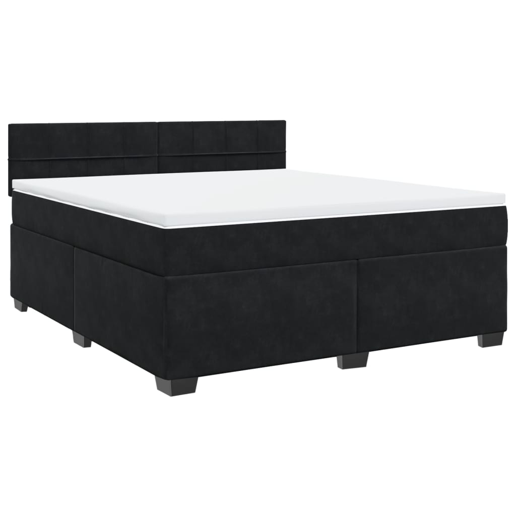 Κρεβάτι Boxspring με Στρώμα Μαύρο 180x200 εκ. Βελούδινο
