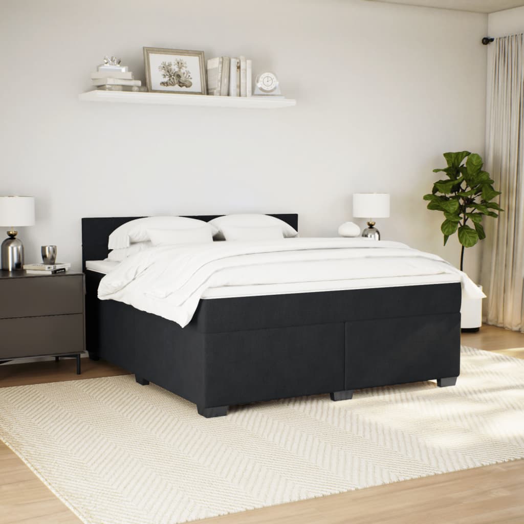 Κρεβάτι Boxspring με Στρώμα Μαύρο 180x200 εκ. Βελούδινο