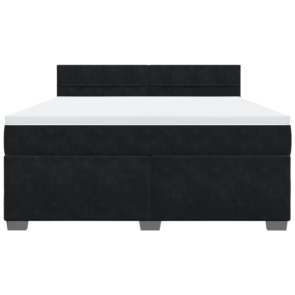 Κρεβάτι Boxspring με Στρώμα Μαύρο 180x200 εκ. Βελούδινο
