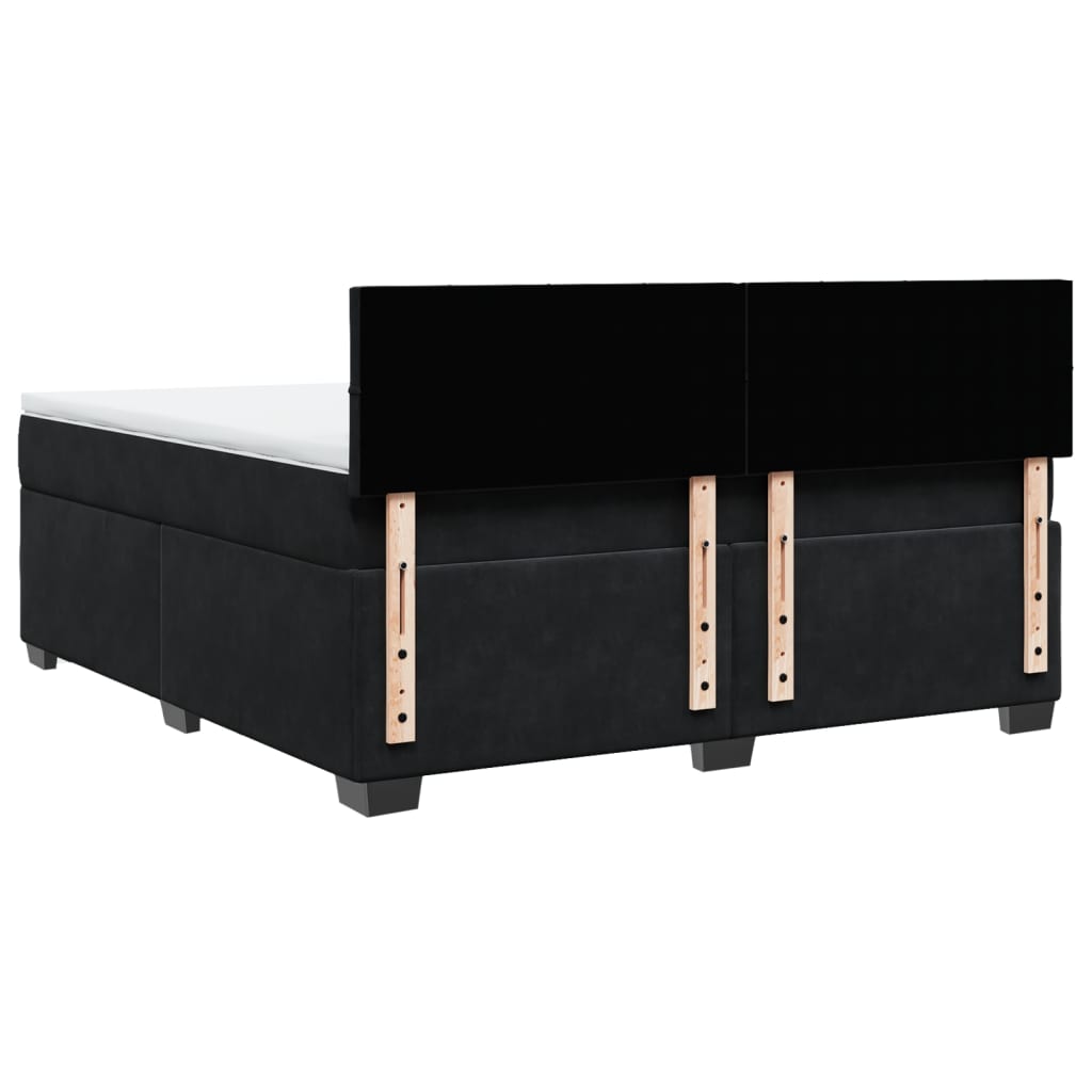 Κρεβάτι Boxspring με Στρώμα Μαύρο 180x200 εκ. Βελούδινο