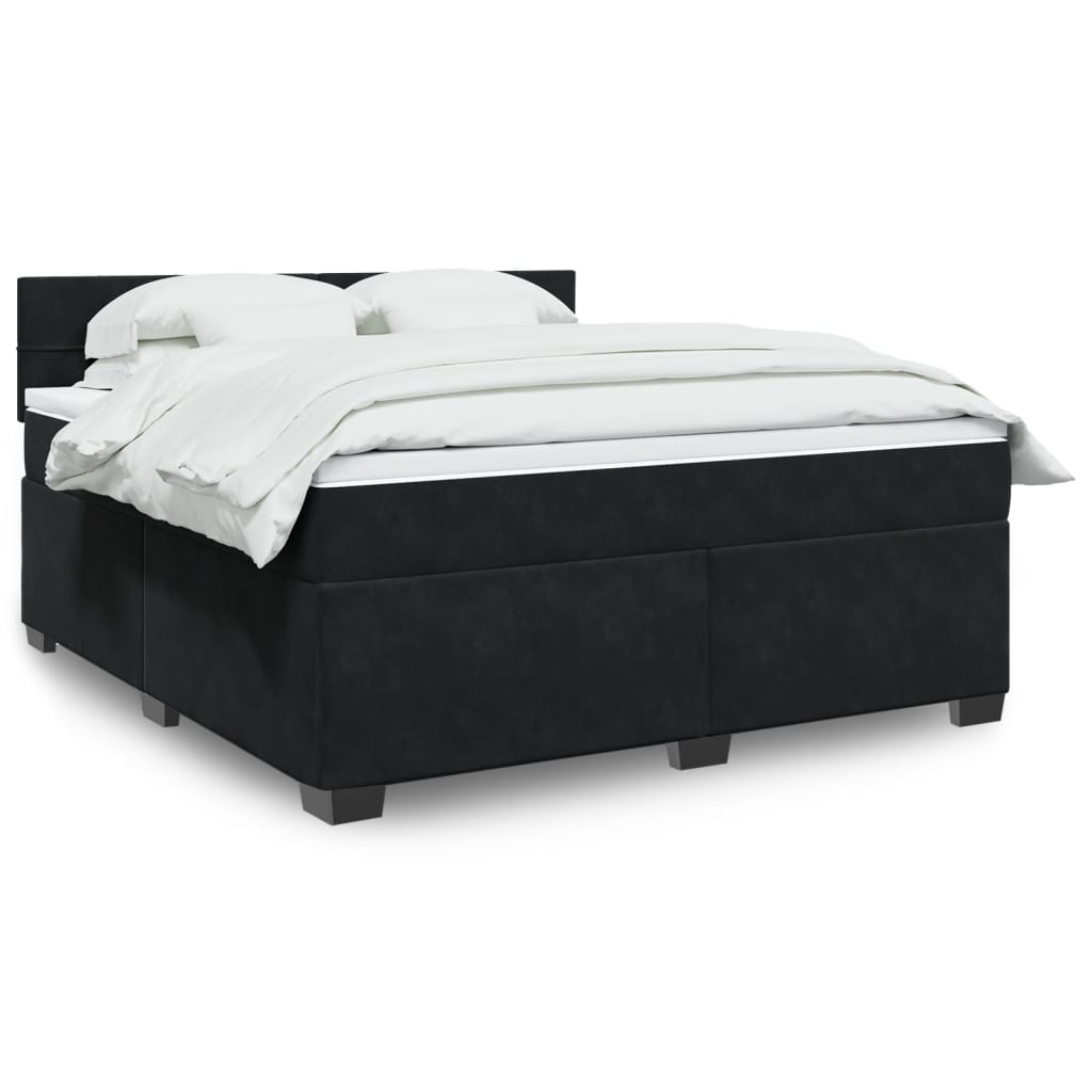 Κρεβάτι Boxspring με Στρώμα Μαύρο 180x200 εκ. Βελούδινο