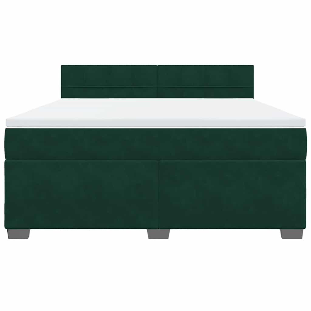 Κρεβάτι Boxspring με Στρώμα Σκούρο Πράσινο 180x200εκ. Βελούδινο