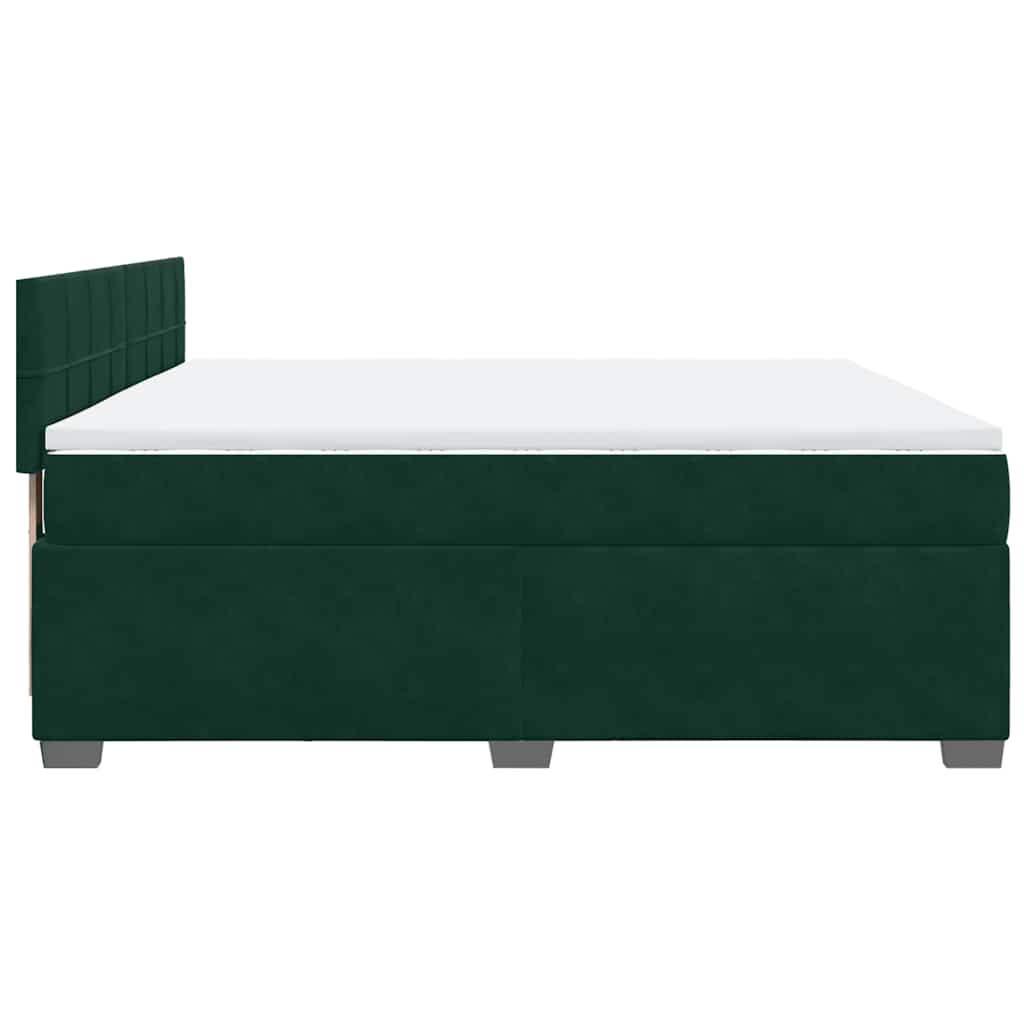 Κρεβάτι Boxspring με Στρώμα Σκούρο Πράσινο 180x200εκ. Βελούδινο
