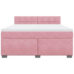 Κρεβάτι Boxspring με Στρώμα Ροζ 180x200 εκ. Βελούδινο