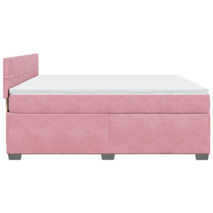 Κρεβάτι Boxspring με Στρώμα Ροζ 180x200 εκ. Βελούδινο