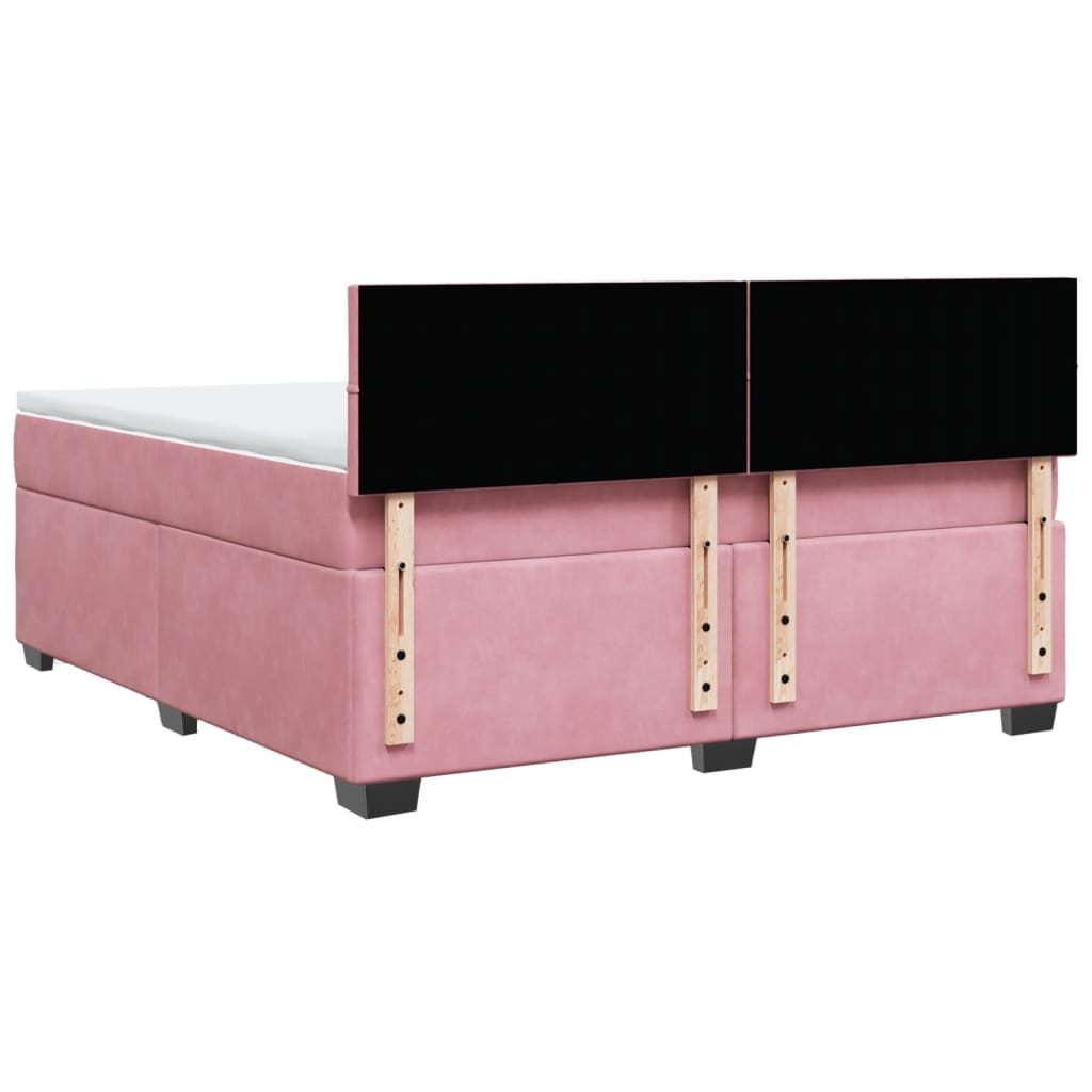 Κρεβάτι Boxspring με Στρώμα Ροζ 180x200 εκ. Βελούδινο