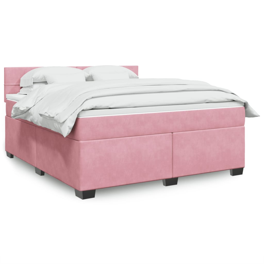 Κρεβάτι Boxspring με Στρώμα Ροζ 180x200 εκ. Βελούδινο