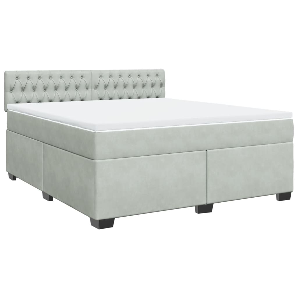Κρεβάτι Boxspring με Στρώμα Ανοιχτό Γκρι 180x200 εκ. Βελούδινο