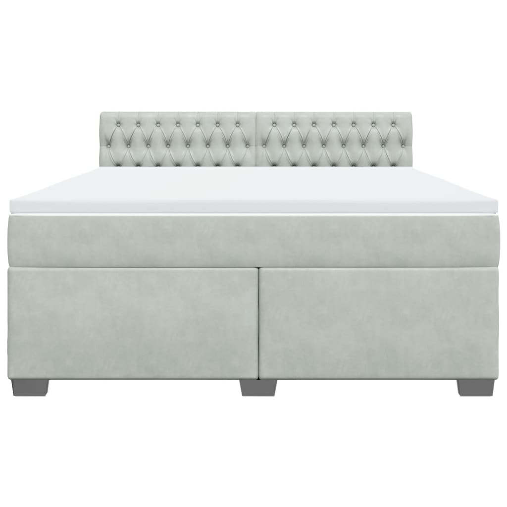 Κρεβάτι Boxspring με Στρώμα Ανοιχτό Γκρι 180x200 εκ. Βελούδινο