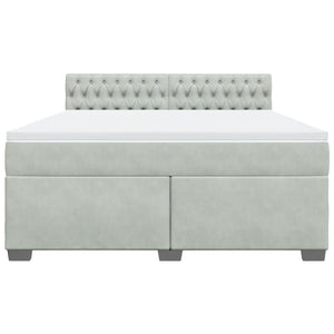 Κρεβάτι Boxspring με Στρώμα Ανοιχτό Γκρι 180x200 εκ. Βελούδινο