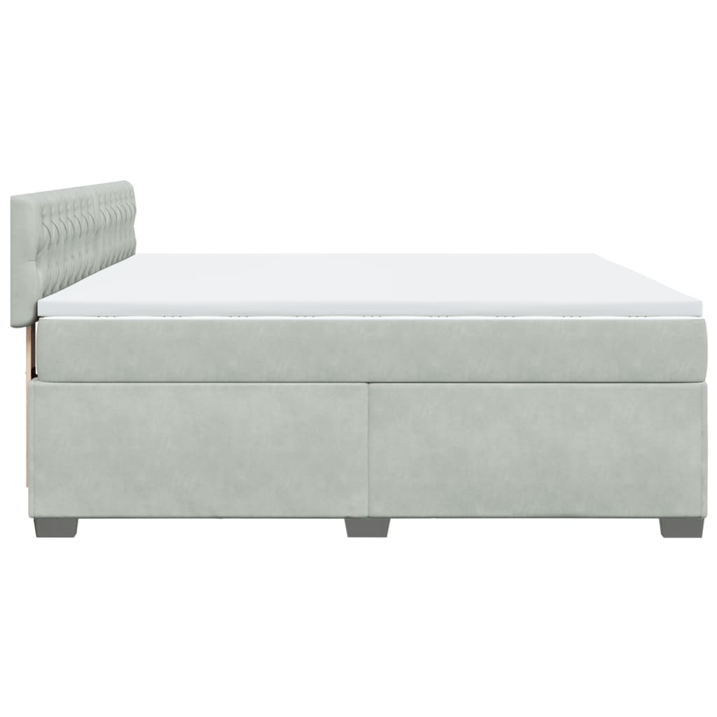 Κρεβάτι Boxspring με Στρώμα Ανοιχτό Γκρι 180x200 εκ. Βελούδινο