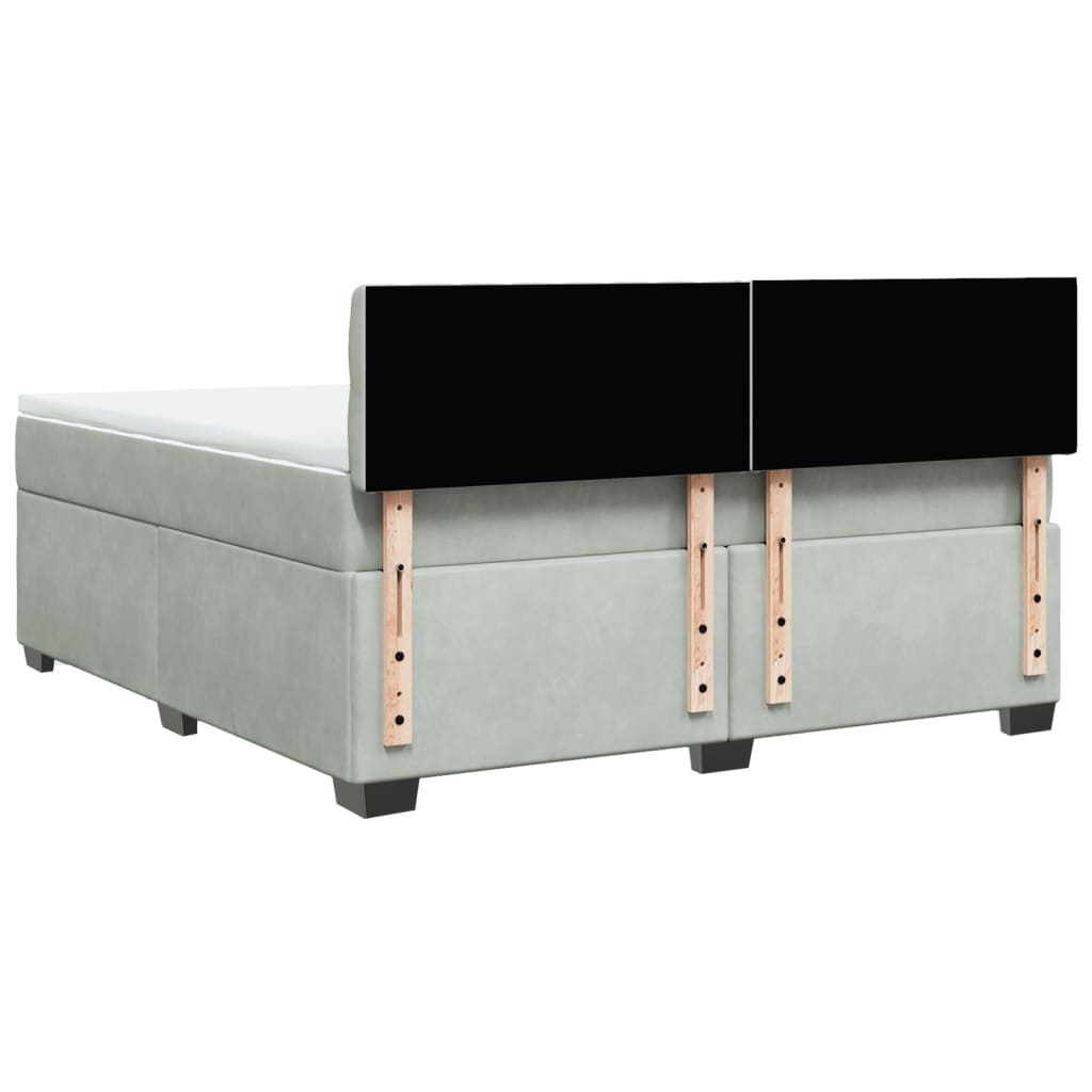 Κρεβάτι Boxspring με Στρώμα Ανοιχτό Γκρι 180x200 εκ. Βελούδινο