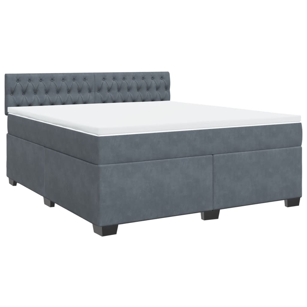 Κρεβάτι Boxspring με Στρώμα Σκούρο Γκρι 180x200 εκ. Βελούδινο