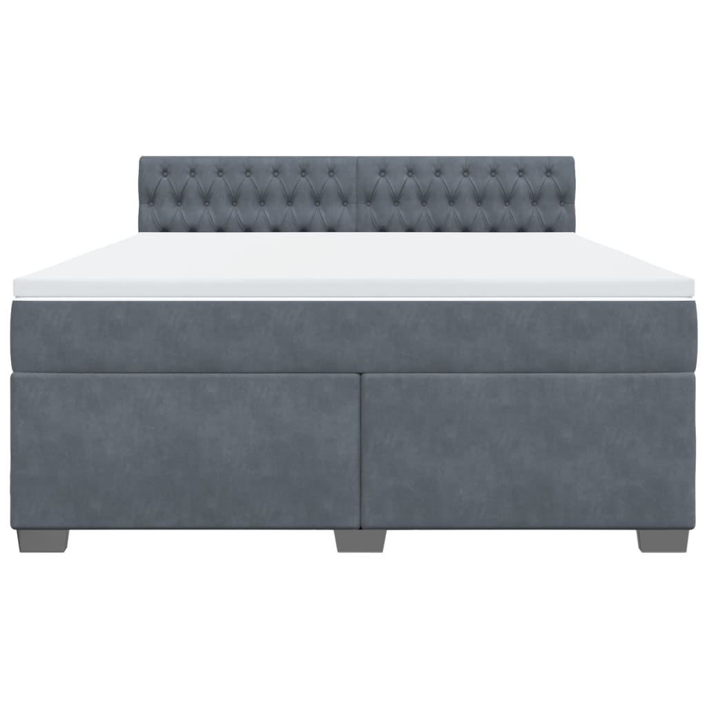 Κρεβάτι Boxspring με Στρώμα Σκούρο Γκρι 180x200 εκ. Βελούδινο