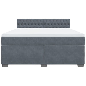 Κρεβάτι Boxspring με Στρώμα Σκούρο Γκρι 180x200 εκ. Βελούδινο