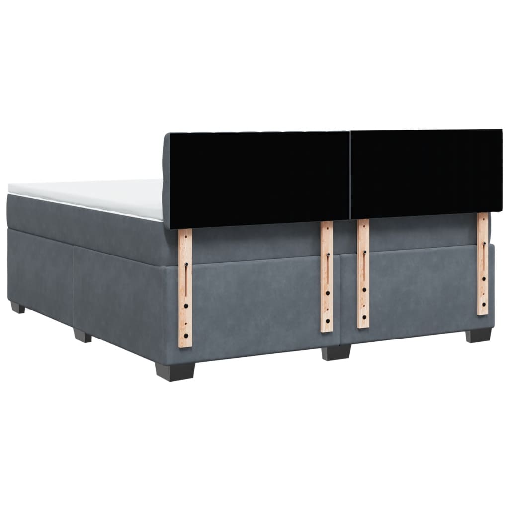 Κρεβάτι Boxspring με Στρώμα Σκούρο Γκρι 180x200 εκ. Βελούδινο