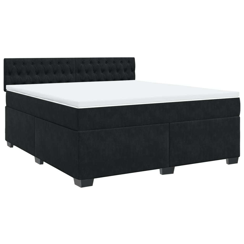 Κρεβάτι Boxspring με Στρώμα Μαύρο 180x200 εκ. Βελούδινο