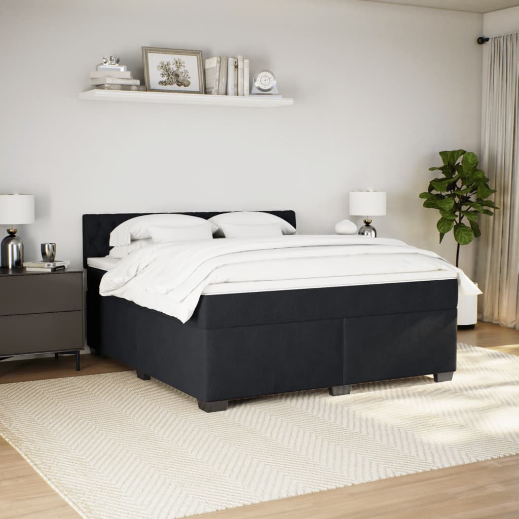 Κρεβάτι Boxspring με Στρώμα Μαύρο 180x200 εκ. Βελούδινο