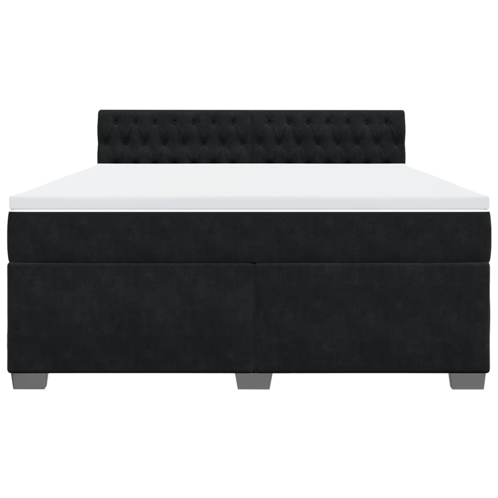 Κρεβάτι Boxspring με Στρώμα Μαύρο 180x200 εκ. Βελούδινο