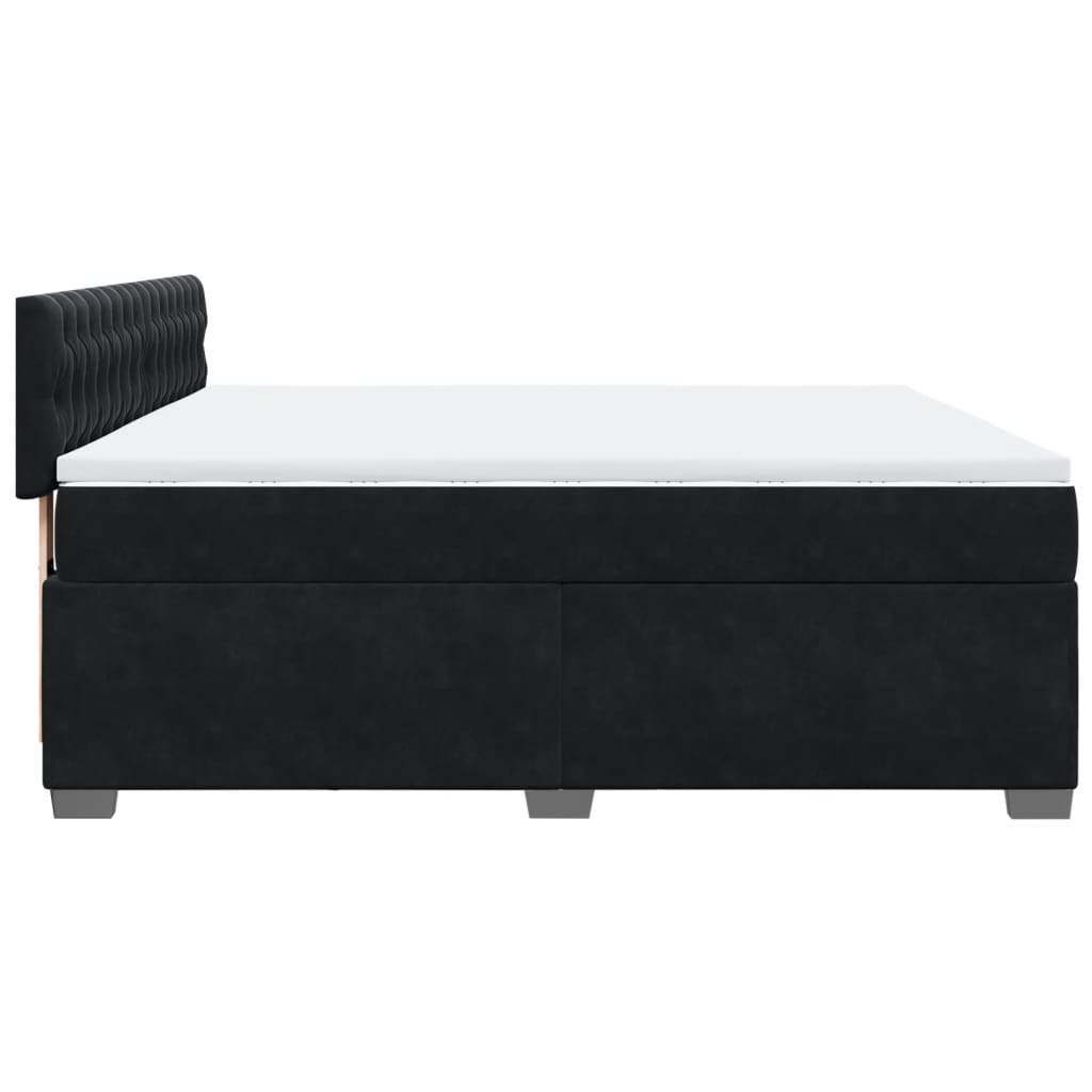 Κρεβάτι Boxspring με Στρώμα Μαύρο 180x200 εκ. Βελούδινο
