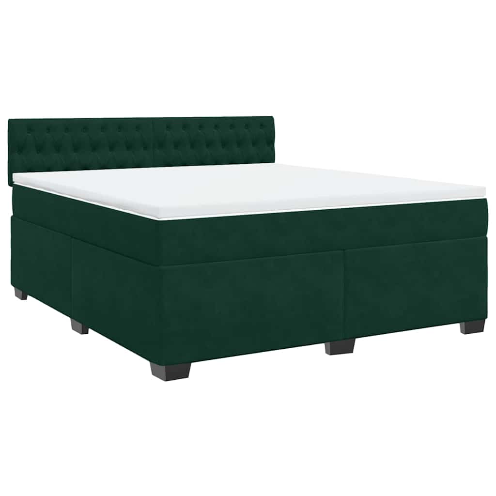 Κρεβάτι Boxspring με Στρώμα Σκούρο Πράσινο 180x200εκ. Βελούδινο