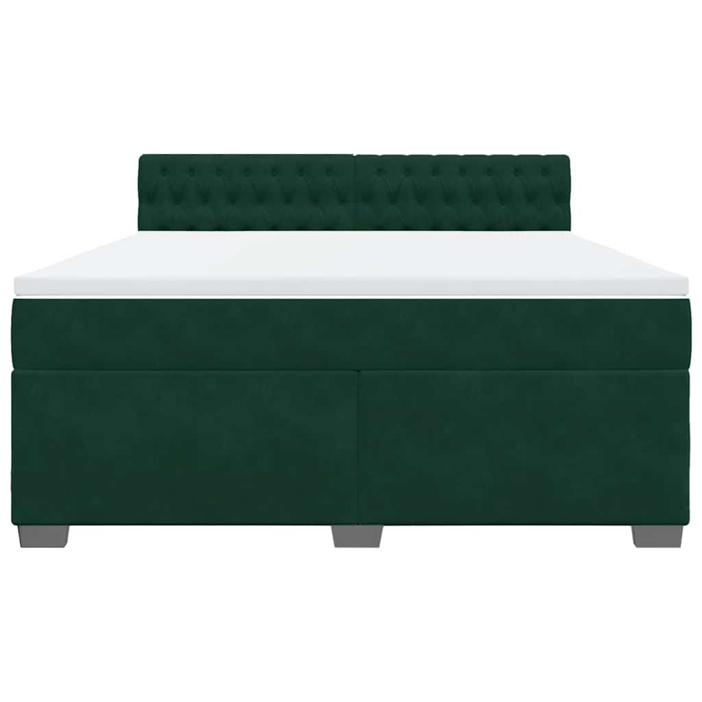 Κρεβάτι Boxspring με Στρώμα Σκούρο Πράσινο 180x200εκ. Βελούδινο