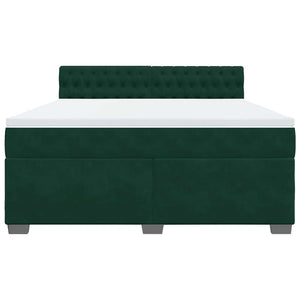 Κρεβάτι Boxspring με Στρώμα Σκούρο Πράσινο 180x200εκ. Βελούδινο