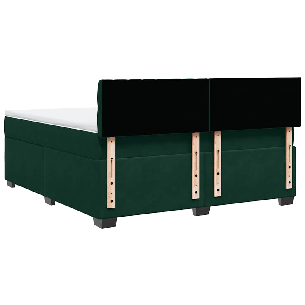 Κρεβάτι Boxspring με Στρώμα Σκούρο Πράσινο 180x200εκ. Βελούδινο