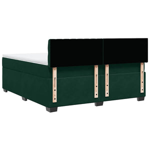 Κρεβάτι Boxspring με Στρώμα Σκούρο Πράσινο 180x200εκ. Βελούδινο