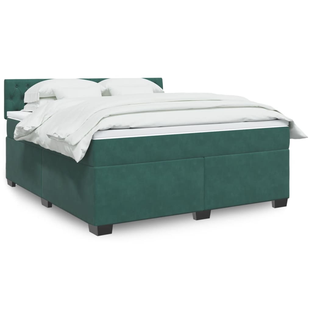 Κρεβάτι Boxspring με Στρώμα Σκούρο Πράσινο 180x200εκ. Βελούδινο