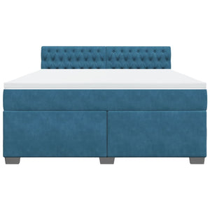 Κρεβάτι Boxspring με Στρώμα Μπλε 180x200 εκ. Βελούδινο