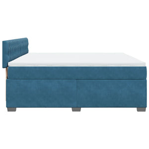 Κρεβάτι Boxspring με Στρώμα Μπλε 180x200 εκ. Βελούδινο