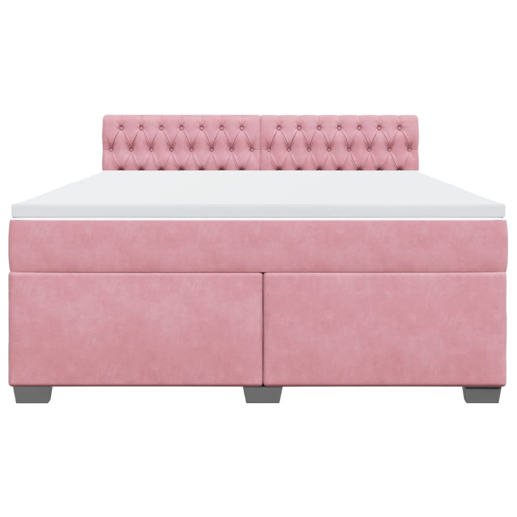 Κρεβάτι Boxspring με Στρώμα Ροζ 180x200 εκ. Βελούδινο