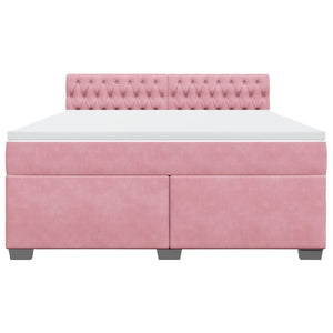 Κρεβάτι Boxspring με Στρώμα Ροζ 180x200 εκ. Βελούδινο