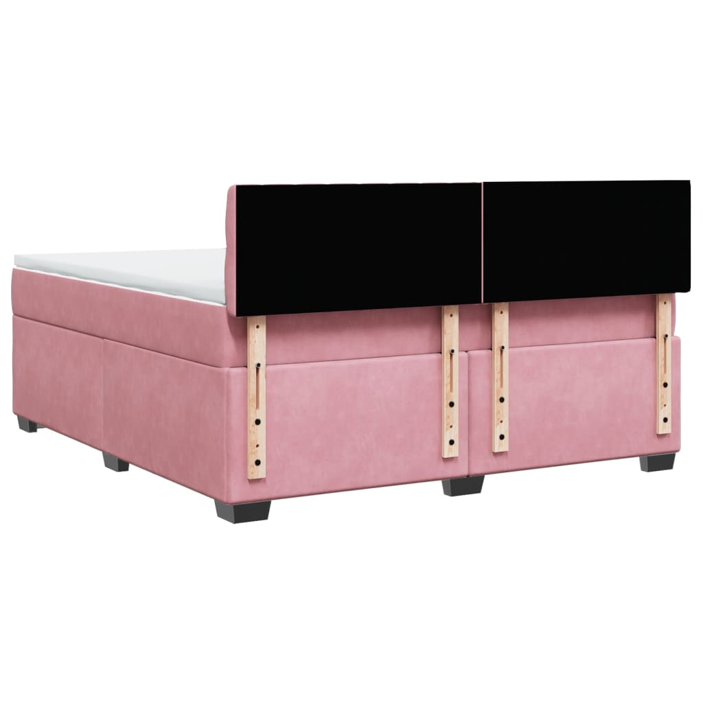 Κρεβάτι Boxspring με Στρώμα Ροζ 180x200 εκ. Βελούδινο
