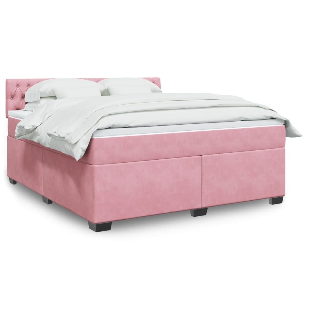 Κρεβάτι Boxspring με Στρώμα Ροζ 180x200 εκ. Βελούδινο