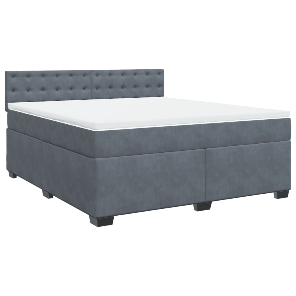 Κρεβάτι Boxspring με Στρώμα Σκούρο Γκρι 180x200 εκ. Βελούδινο