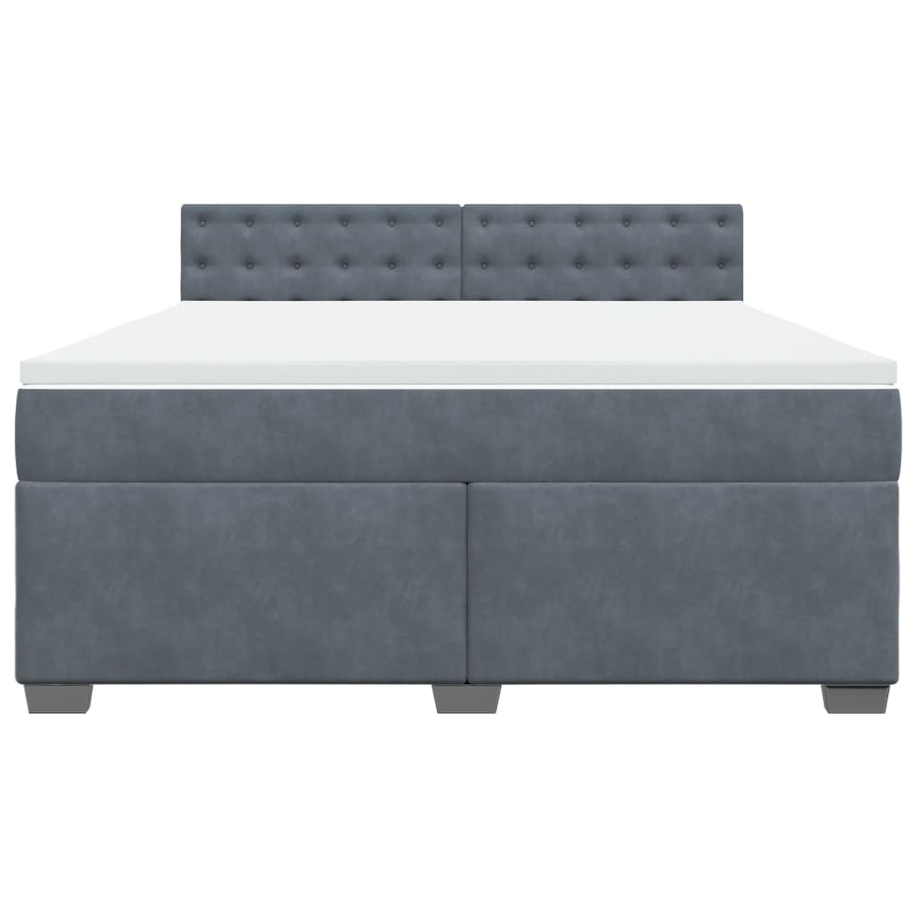 Κρεβάτι Boxspring με Στρώμα Σκούρο Γκρι 180x200 εκ. Βελούδινο