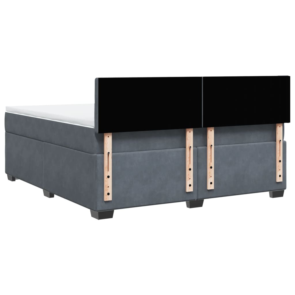 Κρεβάτι Boxspring με Στρώμα Σκούρο Γκρι 180x200 εκ. Βελούδινο