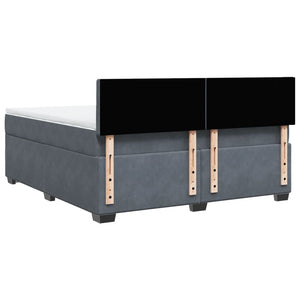 Κρεβάτι Boxspring με Στρώμα Σκούρο Γκρι 180x200 εκ. Βελούδινο