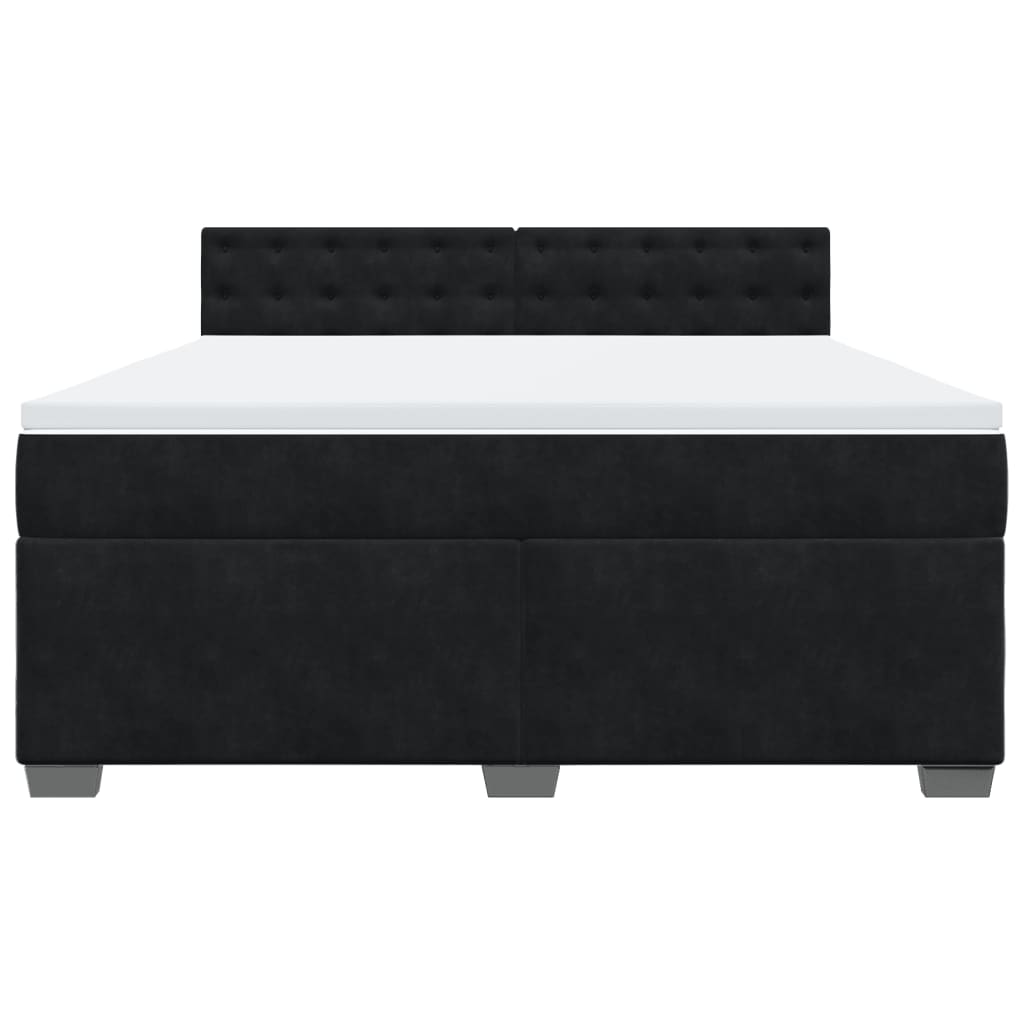 Κρεβάτι Boxspring με Στρώμα Μαύρο 180x200 εκ. Βελούδινο