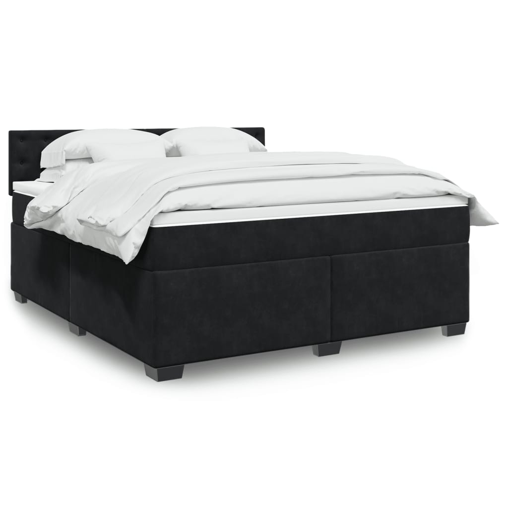 Κρεβάτι Boxspring με Στρώμα Μαύρο 180x200 εκ. Βελούδινο