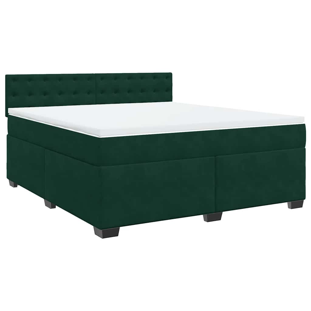 Κρεβάτι Boxspring με Στρώμα Σκούρο Πράσινο 180x200εκ. Βελούδινο